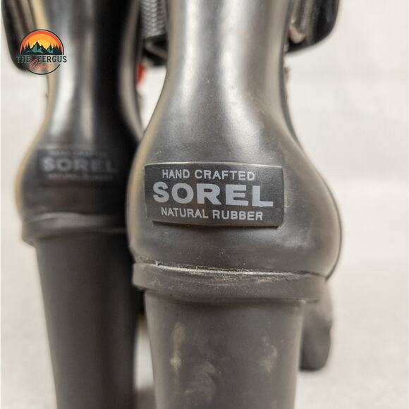Sorel Medina III Black High Chunky Heel Platform Rain Boot Women's Size 9 - Picture 13 of 16